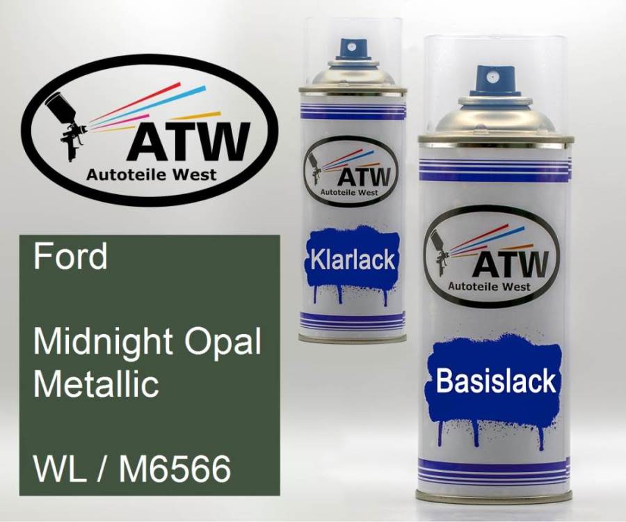 Ford, Midnight Opal Metallic, WL / M6566: 400ml Sprühdose + 400ml Klarlack - Set, von ATW Autoteile West.
